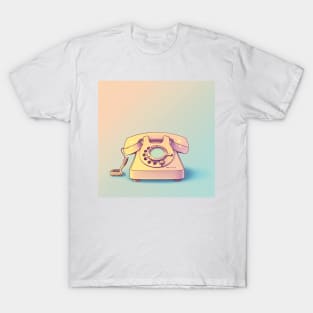 80s Style Pastel Pink Vintage Phone Drawing T-Shirt